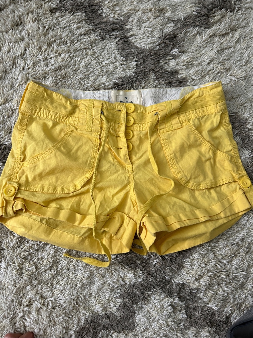 Bright Yellow Women's Cotton Drawstring Bike Shorts